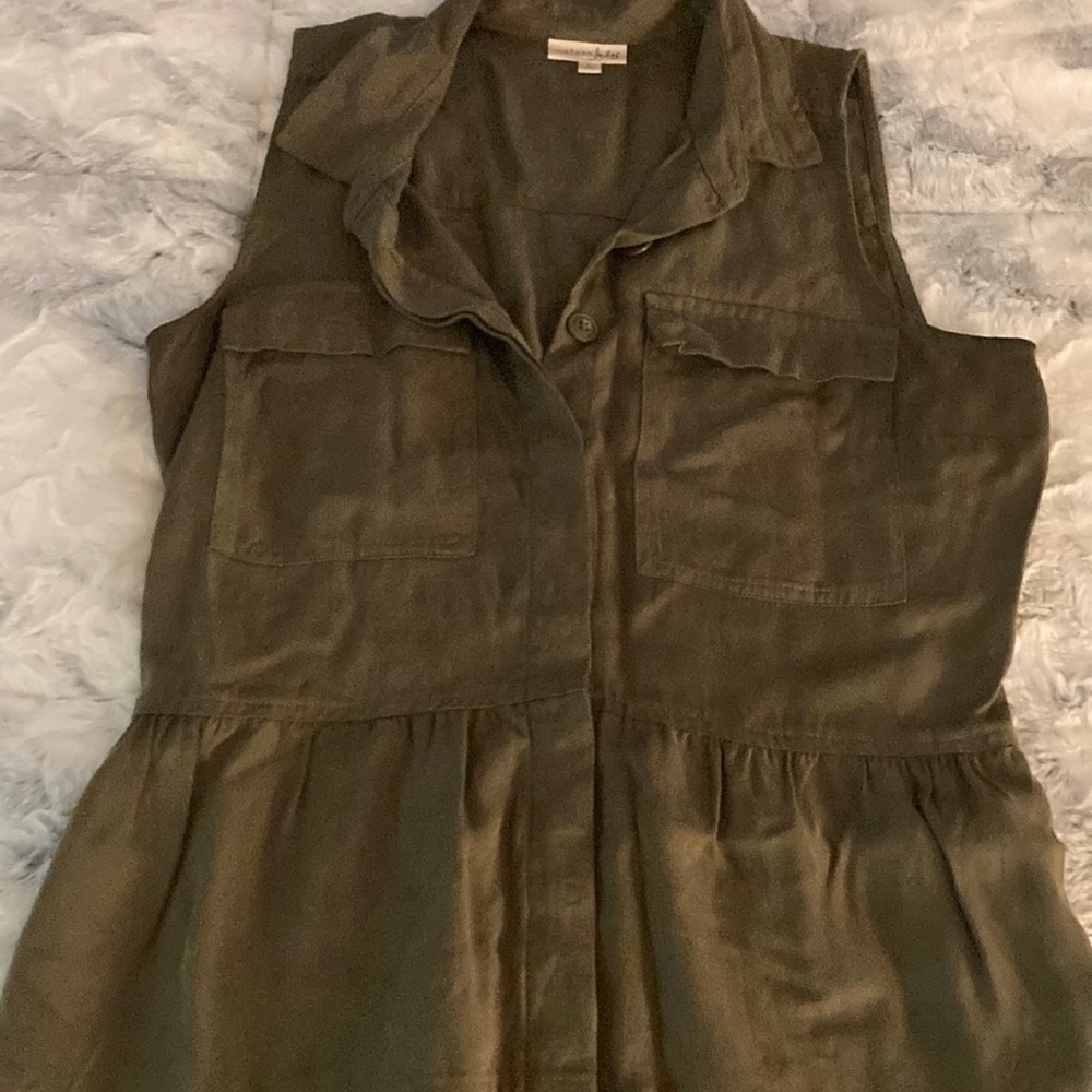 Olive green button down dress